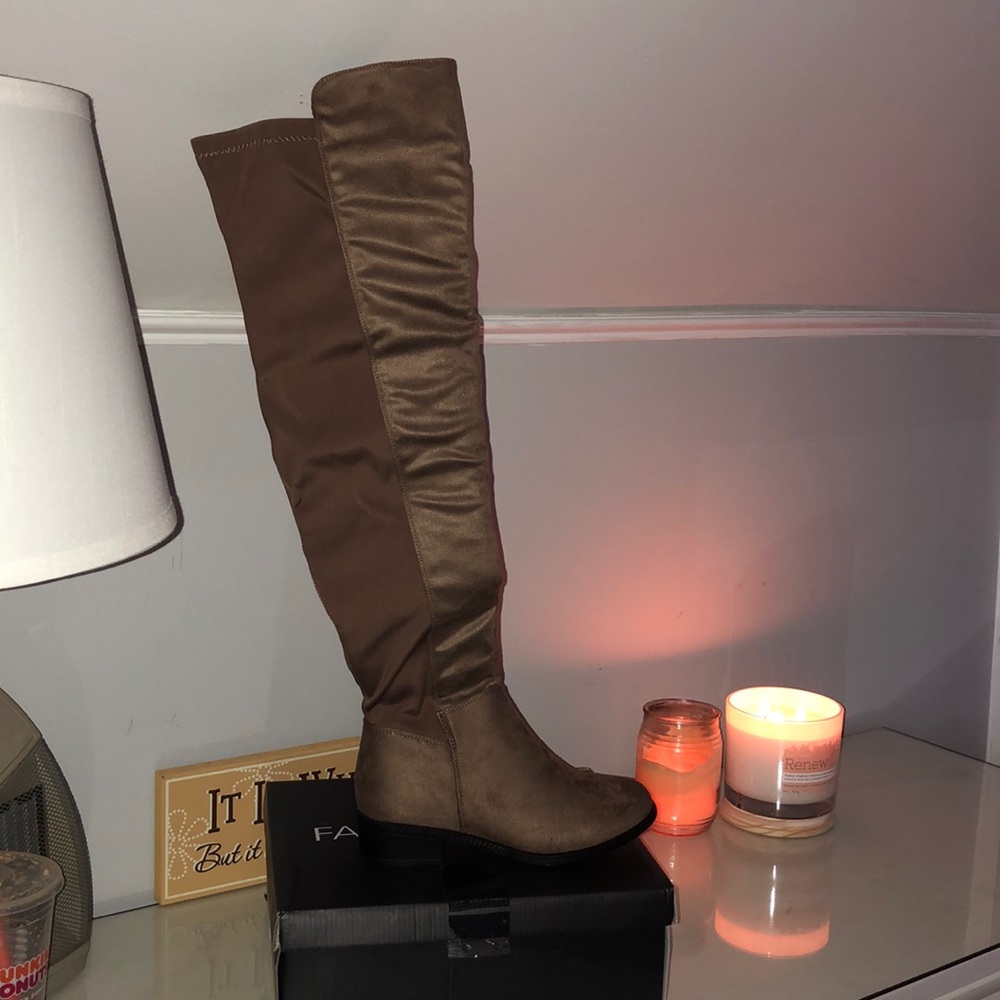 Over the knee boots in taupe-Never worn